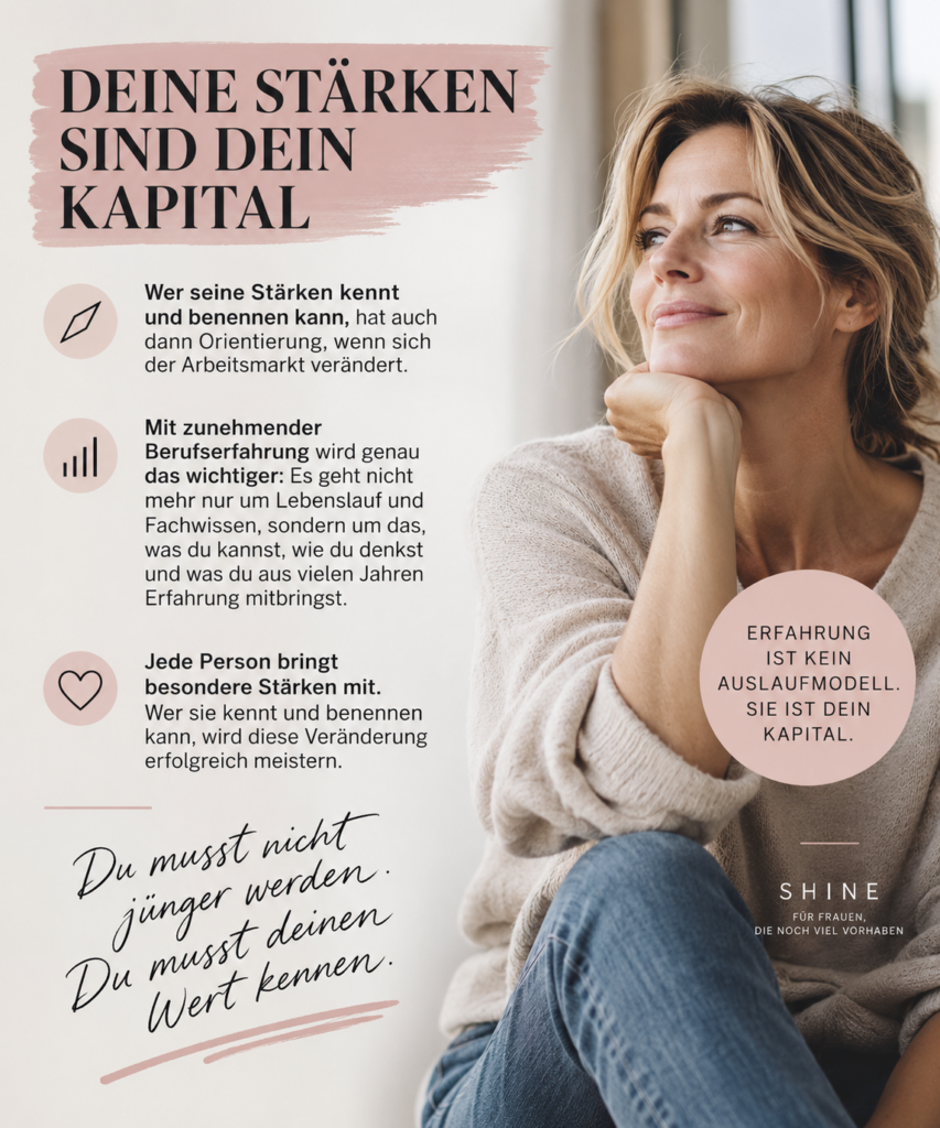 Frau die über ihre Stärken nachdenkt