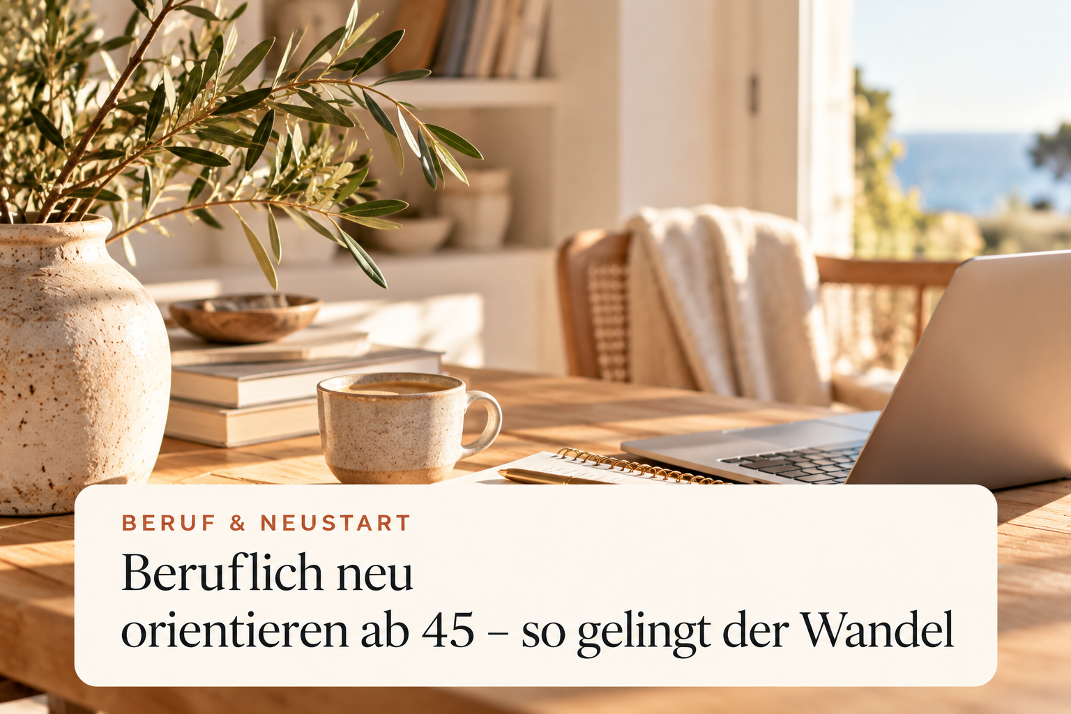 Beruflich neu orientieren SHINE Olivenstrauch auf Schreibtisch