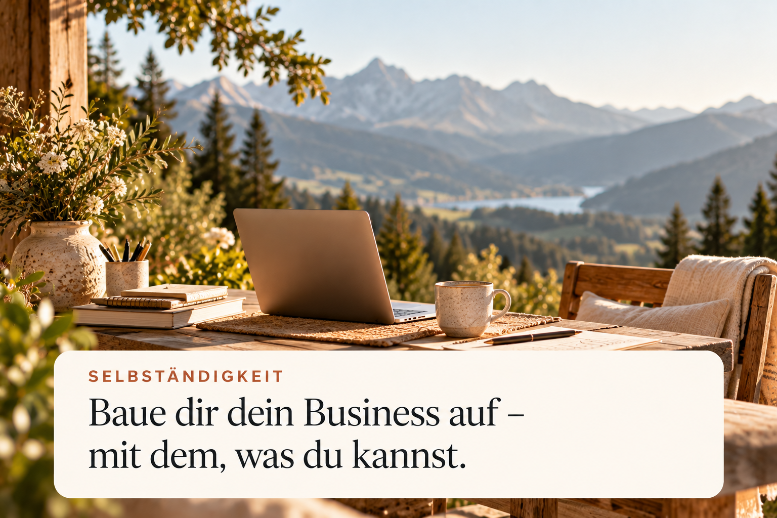 Online Business aufbauen SHINE Laptop in den Bergen